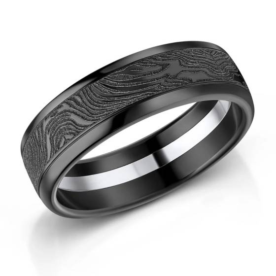 Zedd 7mm Pure Plain Black Zirconium Pattern Wedding Band