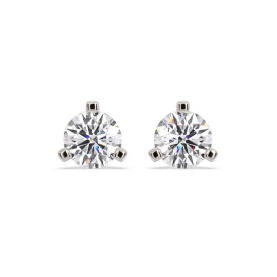 3 Claw Round Diamond Stud Earrings
