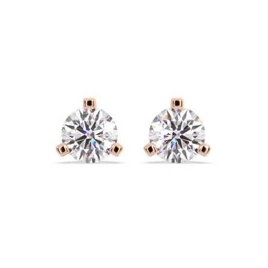 3 Claw Round Diamond Stud Earrings