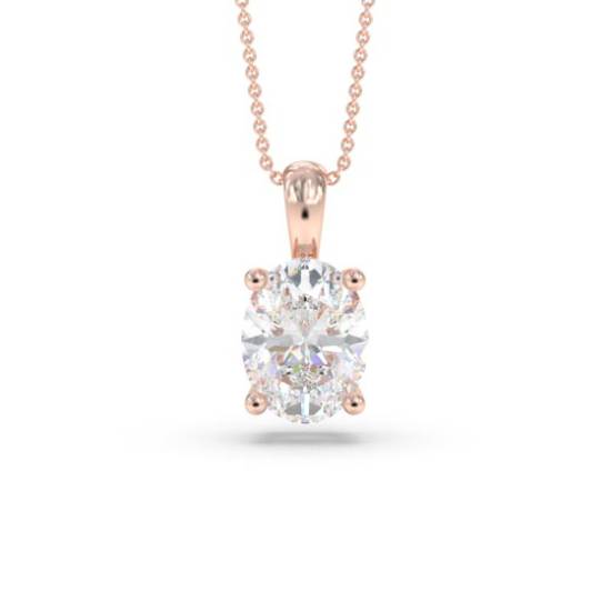Labgrown Diamond Four Claw Oval Pendant
