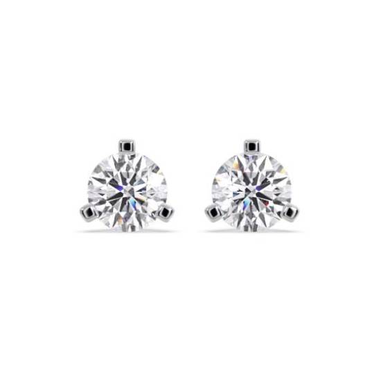 3 Claw Round Diamond Stud Earrings