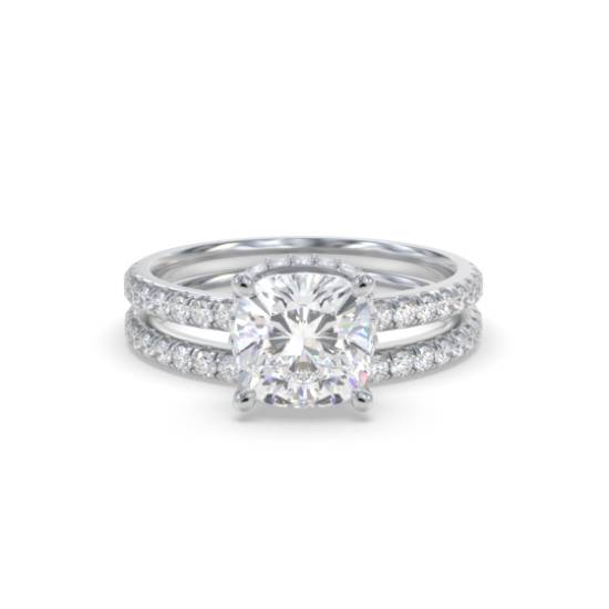 Cushion Diamond Halo Bridal Set