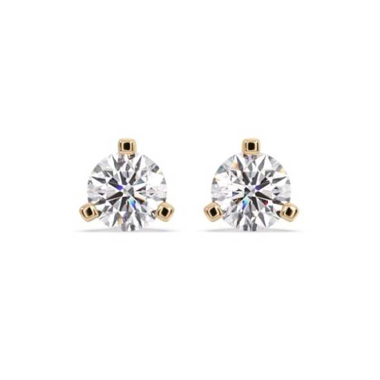 3 Claw Round Diamond Stud Earrings
