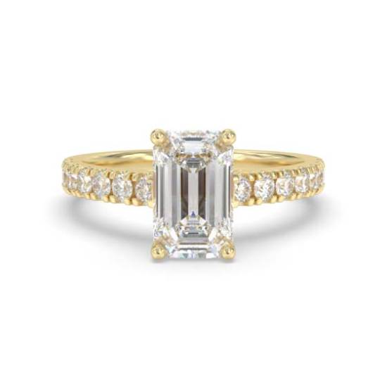 Emerald Diamond Shoulder Set Ring